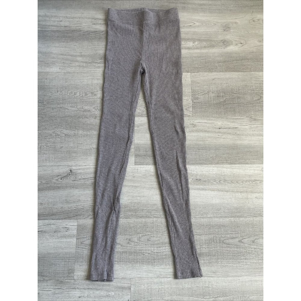 H&M Womens Gray Comfy Pull-On Ribbed Knit High Rise Straight Leg Pant Leggings S